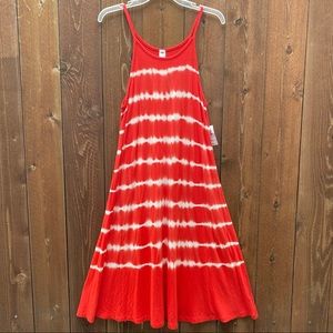 Old Navy red tie dye swing dress, M tall